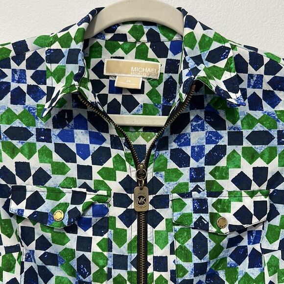 MICHAEL Michael Kors Rolled Up Sleeve Petite Zip Up Top - Picture 2 of 15